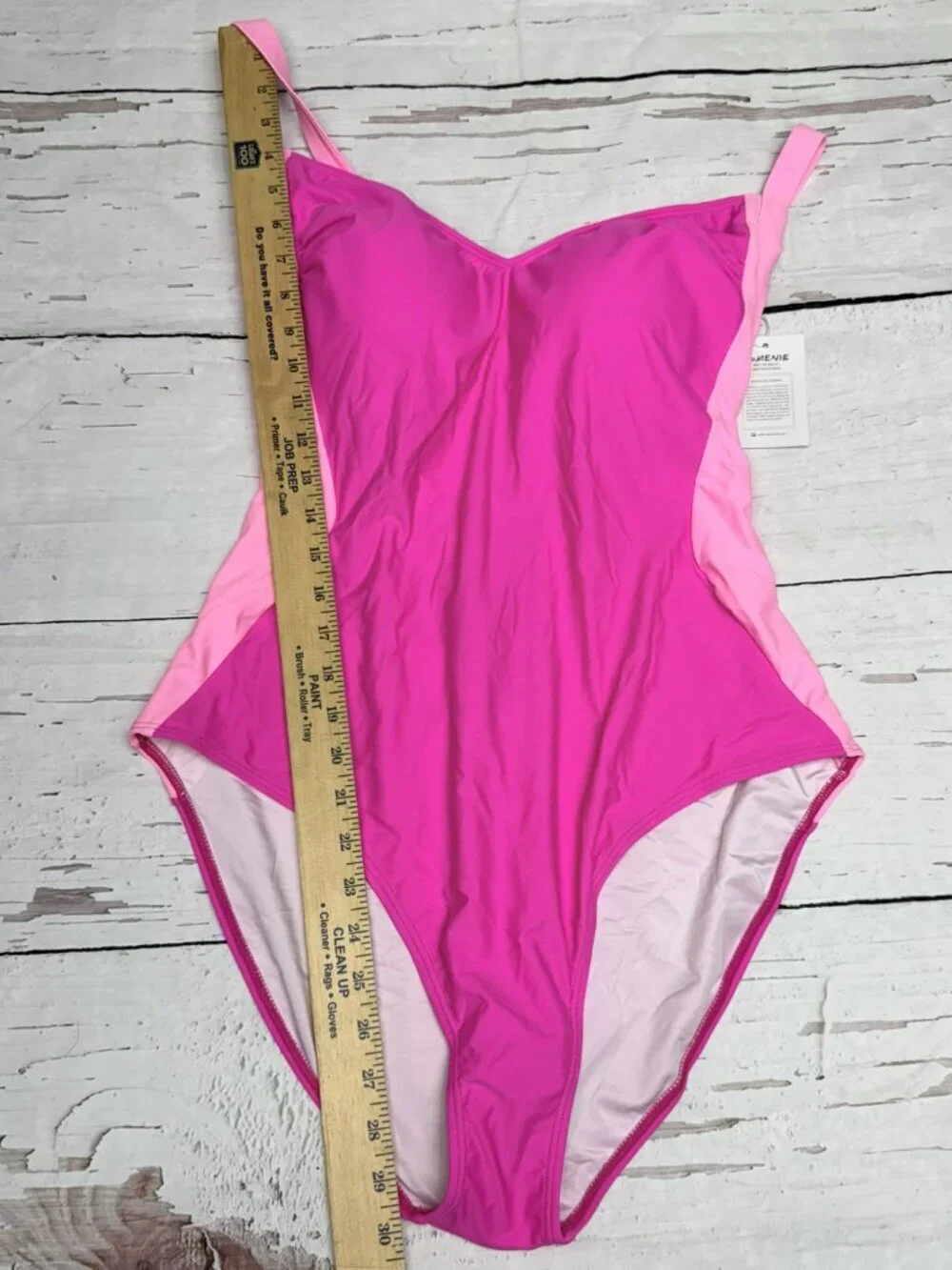 Eomenie Pink Ombre One Piece Swimsuit‎ Lace-Up Back 2XL NWT